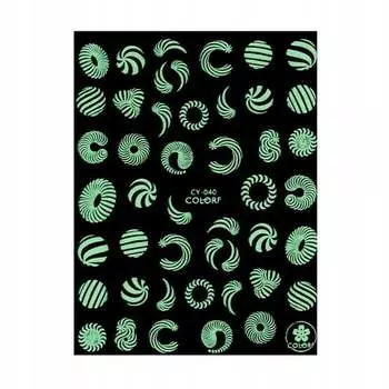 Тонкие самоклеящиеся наклейки для ногтей, светящиеся УФ-цветом CZY-040, AllePaznokcie