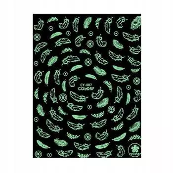 Тонкие самоклеящиеся наклейки для ногтей, светящиеся в УФ Colorf CY-007, AllePaznokcie