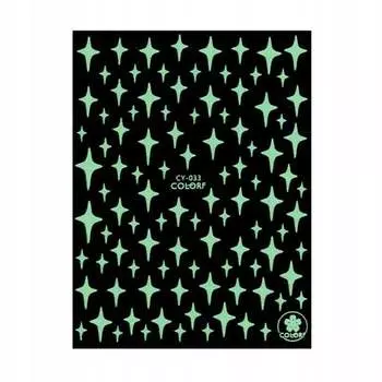 Тонкие самоклеящиеся наклейки для ногтей, светящиеся в УФ цвете CZY-033, AllePaznokcie