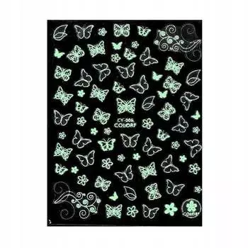 Тонкие самоклеящиеся наклейки для ногтей, светящиеся в УФ Colorf CY-006, AllePaznokcie