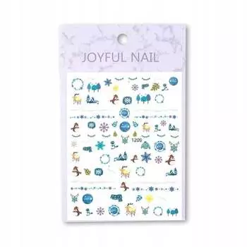 Тонкие самоклеящиеся новогодние наклейки для ногтей Joyful Nail №1209, AllePaznokcie