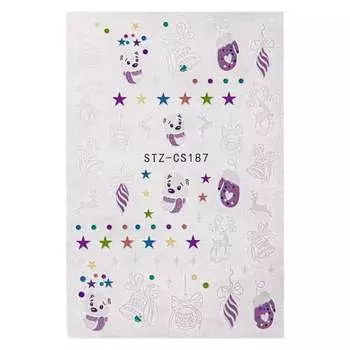 Тонкие самоклеящиеся новогодние наклейки для ногтей STZ-CS187 MollyLac, Molly Lac