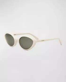 Тонкие солнцезащитные очки «кошачий глаз» Triomphe из ацетата Celine, цвет Ivory Green