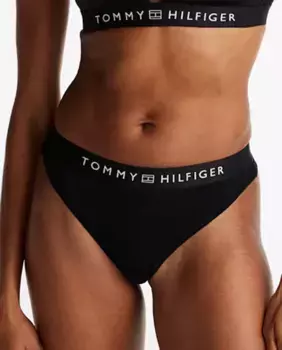 Тонкие стринги с логотипом на поясе Tommy Hilfiger, черный
