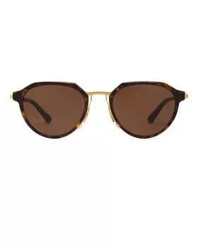 Тонкие треугольные солнцезащитные очки Bottega Veneta, цвет Havana, Gold, & Brown