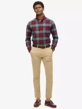 Тонкие зауженные эластичные брюки-чинос Superdry, цвет Shaker Beige