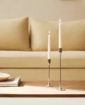 Тонкий блестящий подсвечник Zara Home, цвет Steel Grey