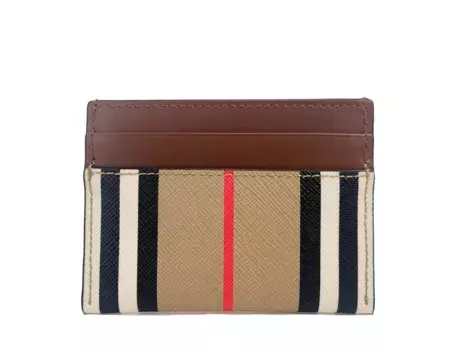 Тонкий чехол для карт Sandon Tan Canvas Check Printed Leather Burberry