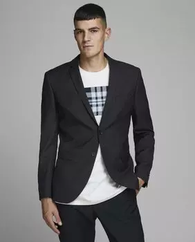 Тонкий черный мужской пиджак Jack & Jones, черный