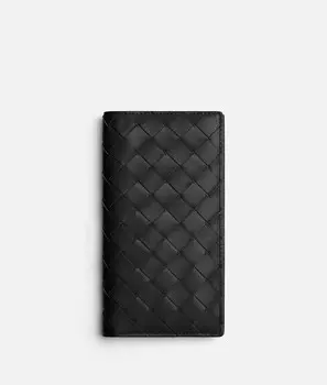 Тонкий длинный кошелек intrecciato Bottega Veneta, черный