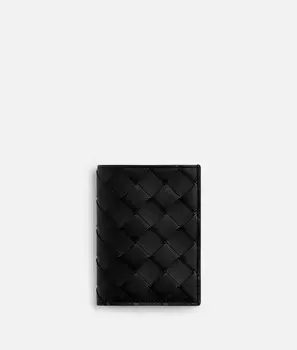Тонкий футляр для карт Intrecciato с клапаном Bottega Veneta, черный