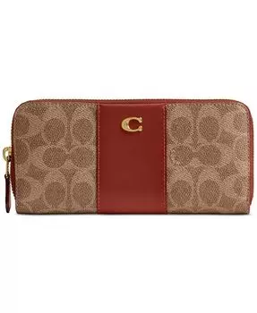 Тонкий холщовый кошелек Essential Signature на молнии-гармошке Coach, бежевый
