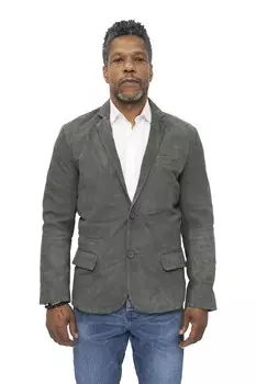 Тонкий итальянский пиджак из козьей замши alexandria Infinity Leather, серый