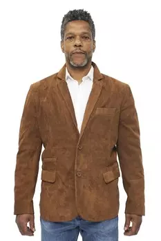 Тонкий итальянский пиджак из козьей замши alexandria Infinity Leather, коричневый