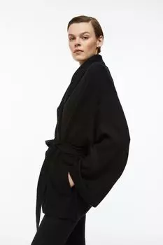 Тонкий кардиган с завязывающимся поясом H&amp;M, черный