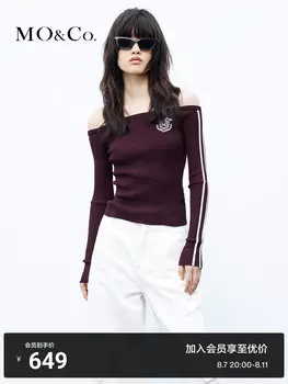 Тонкий короткий свитер Moco с открытыми плечами, черный