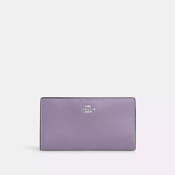 Тонкий кошелек Coach Outlet на молнии, цвет Silver/Light Violet