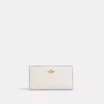 Тонкий кошелек Coach Outlet на молнии, цвет Gold/Chalk