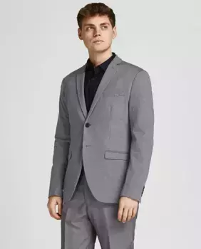 Тонкий костюм мужской пиджак Jack & Jones, серый