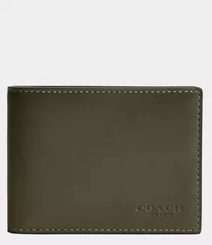 Тонкий кожаный кошелек COACH, зеленый