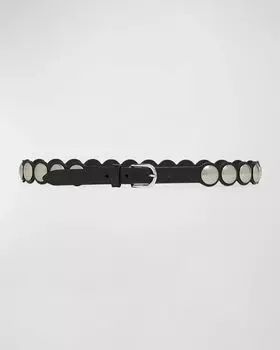 Тонкий кожаный ремень Giavi с заклепками Isabel Marant, цвет Black Silver