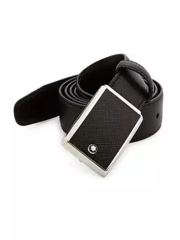 Тонкий кожаный ремень Montblanc, черный