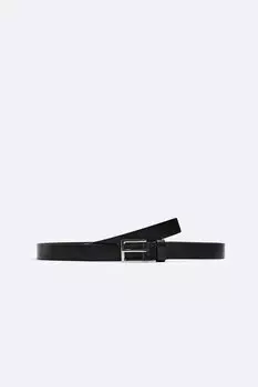 Тонкий кожаный ремень ZARA, черный