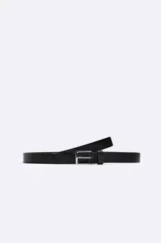 Тонкий кожаный ремень ZARA, черный