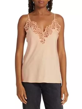 Тонкий кружевной топ на бретельках Stella Mccartney, цвет Peach Pink