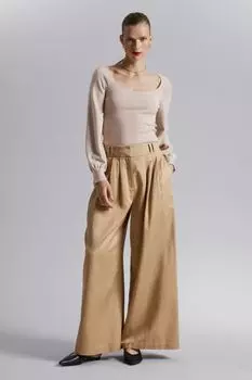 Тонкий, мягкий трикотажный топ H&M, бежевый