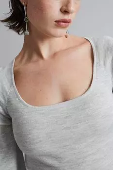 Тонкий, мягкий трикотажный топ H&M, серый