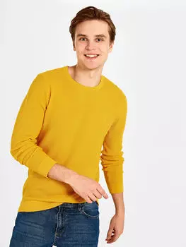 Тонкий мужской трикотажный свитер с круглым вырезом и длинными рукавами LCW Casual