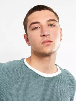 Тонкий мужской трикотажный свитер с круглым вырезом и длинными рукавами Xside