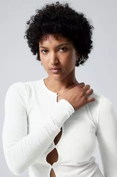 Тонкий однобортный кардиган Weekday, белый