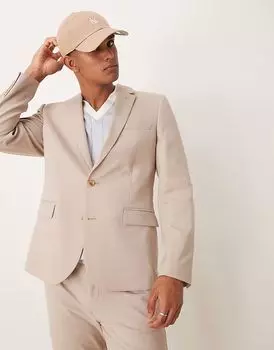 Тонкий пиджак ASOS DESIGN цвета «камень»