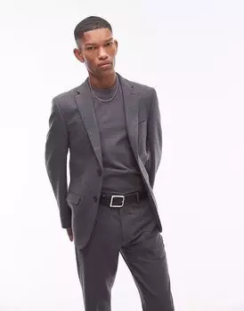 Тонкий пиджак Topman из смеси шерсти премиум-класса, антрацитового цвета