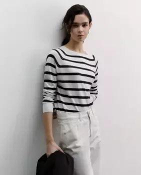 Тонкий полосатый джерси Sfera, белый