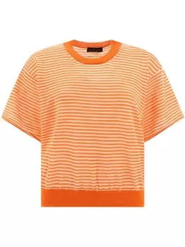 Тонкий полосатый топ от Roberto Collina, оранжевый