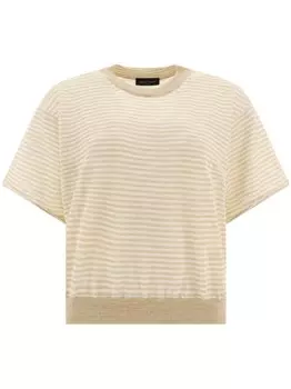 Тонкий полосатый топ от Roberto Collina, серый