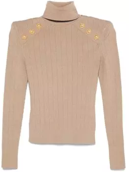 Тонкий ребристый свитер Balmain, серый