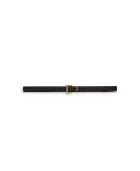 Тонкий ремень Cassandre с квадратной пряжкой в коробке Saint Laurent Leather Saint Laurent, цвет Black