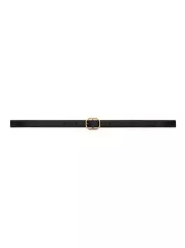 Тонкий ремень с пряжкой Frame из гладкой кожи Saint Laurent, неро