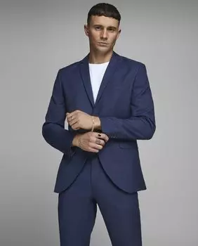 Тонкий синий мужской пиджак Jack & Jones, синий