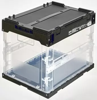 Тонкий складной контейнер Trusco Nakayama (TRUSCO), монотонного цвета, 6,7 галлона (19,7 л), с крышкой, черно-белый (прозрачный x черный) футляр для хранения Коробка для хранения, Black And White (Clear X Black)