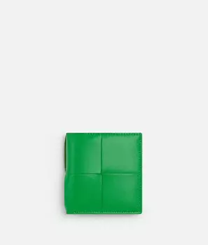 Тонкий складной кошелек Cassette Bottega Veneta, зеленый