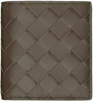Тонкий складной кошелек Intrecciato коричневого цвета Bottega Veneta