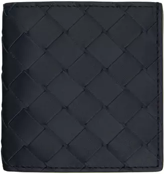Тонкий складной кошелек Navy Intrecciato Bottega Veneta
