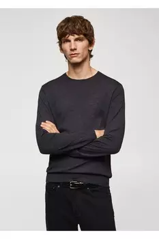 Тонкий свитер из модала и шелковой ткани Mango, черный