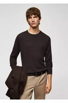 Тонкий свитер из модала и шелковой ткани Mango, коричневый