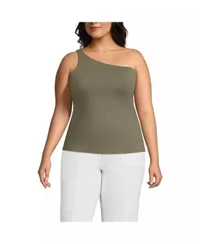 Тонкий топ на одно плечо больших размеров Lands' End, зеленый